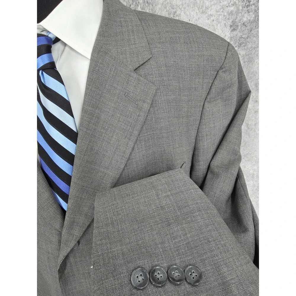 Alfani‎ Blazer Mens 44 Gray Sports Coat jacket 3 Button Notch Lapel Ventless